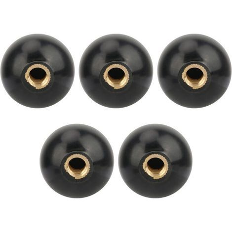 Bouton de boule filetée, 5pcs M10x35 boule de manette ronde en noir en bakélite avec bouton de levier pour opération de la machine, poignées de rechange (1/5)