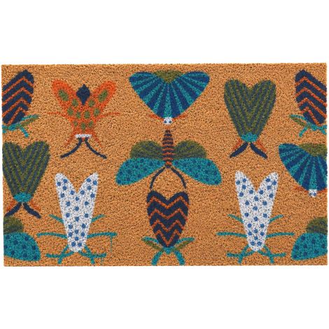 Felpudo con diseño de animales de coco, 60x40 cm, base antideslizante. (1/5)