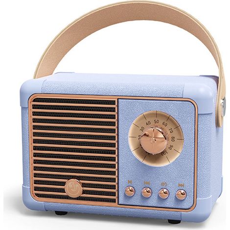 Retro-Bluetooth-Lautsprecher, tragbar und kompakt, HiFi-Stereo-Sound, multifunktional, kabellos mit Akku, Hellblau (1/5)
