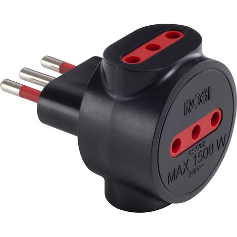 Adattatore triplo da spina 10A a 3 prese 10A, nero, serie Emilia Specialist - Rosi RS7702N