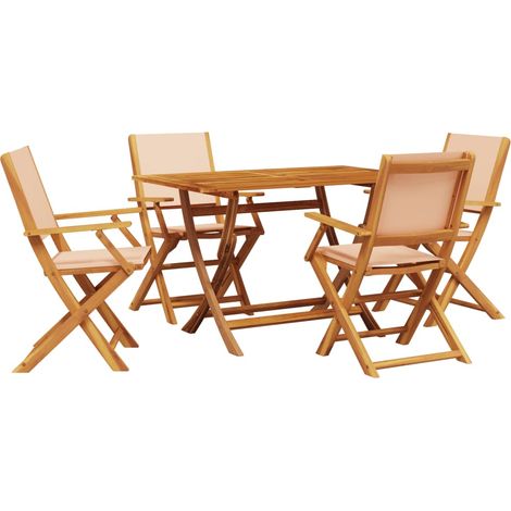 Maison Exclusive - 5-tlg. Garten-Essgruppe Stoff und Massivholz B