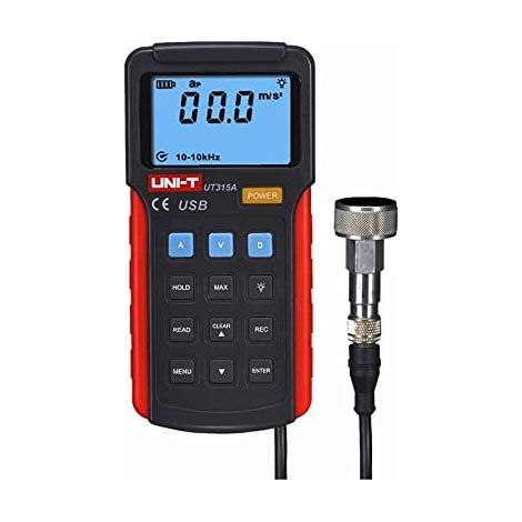UNI-T UT315A TESTEUR DE VIBRATIONS, 0,1 - 199,9 M/S2 ACCÉLÉRATION, 0,1 - 19,9 MM/S VITESSE, 1 - 1 999 MM DÉPLACEMENT