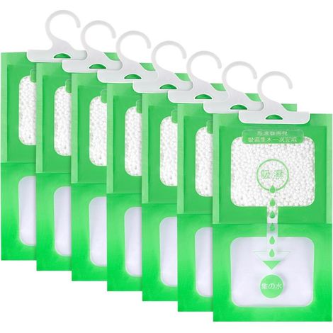 Lot de 7 sacs déshumidificateurs à suspendre 700g garde-robe placard cuisine garage voiture (1/4)