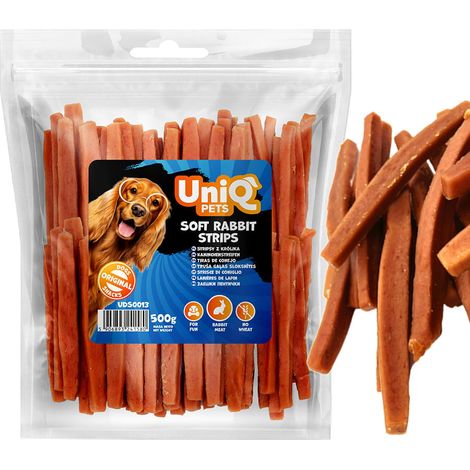 Snack Uniq Pets PER CANI, strisce di coniglio carnose da 500 g (1/4)
