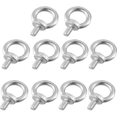 10 Pièces Boulon à Anneau, Boulons à Oeil M6, Vis à œil, Anneau de Levage 304 Acier Inoxydable, pour Marin Boulons et Équipements de Levage D'Ingénierie (M6X10) (1/5)