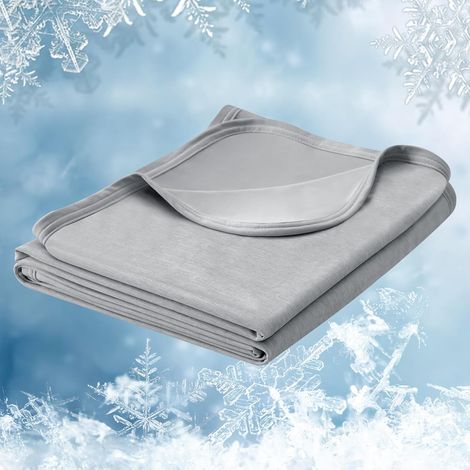 WOLTU Couverture d'Été, 150x200cm, Couverture Rafraîchissante Fibre Arc-Chill Double Face Couverture de Refroidissement, Gris Clair (1/5)