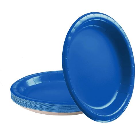 16 Pièces Assiettes en Papier de Fête Bleu Foncé, Assiettes Carton pour Noël, Picnic et Mariage (1/5)