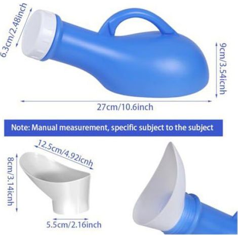 Urinal portable avec couvercle - 1000 ml - Pour homme et femme - Avec couvercle - Unisexe - Pour les déplacements et la maison (1/5)
