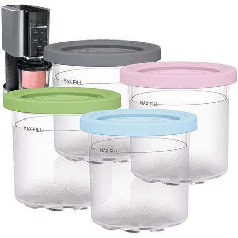 Creami Tubs pour Ninja Creami Lot de 4 récipients à pinte réutilisables avec couvercles pour machine à crème glacée Ninja NC299AMZ et NC300s pour machine à crème glacée Ninja (1/5)