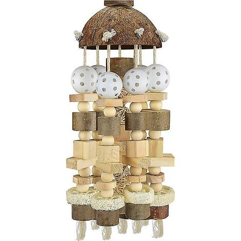 Grand perroquet Jouets Blocs de bois naturels Oiseau Mâcher Toy Perroquet Cage Morsure De Jouets Jouets pour oiseaux (1/5)
