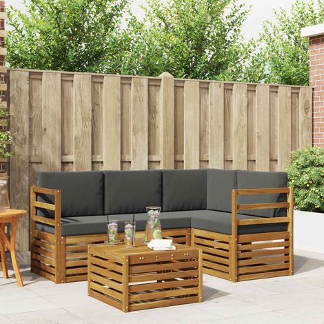 vidaXL Outdoor-Sofagarnitur mit Kissen 5 pcs Natur und Anthrazit (1/5)