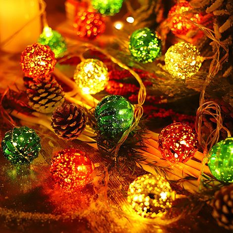 Weihnachtsdekoration Neon galvanisierte Kugellichtfenster Weihnachtsbaumanordnung Kugellichterkette, 3 Meter 20 Lichter