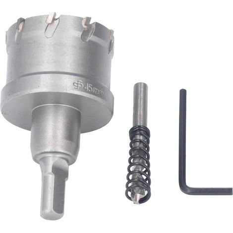 Scie cloche carbure TCT 45mm / 1,77in pour métal et bois, outil de perçage et découpe, trépan de coupe à fraise (1/5)