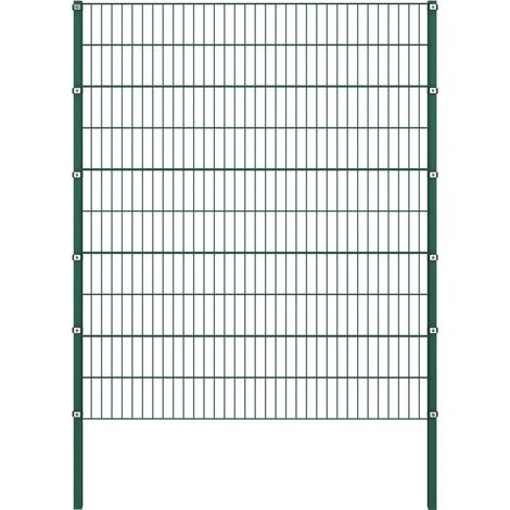 Panneau de clôture avec poteaux Fer 1,7 x 2 m Vert (1/4)