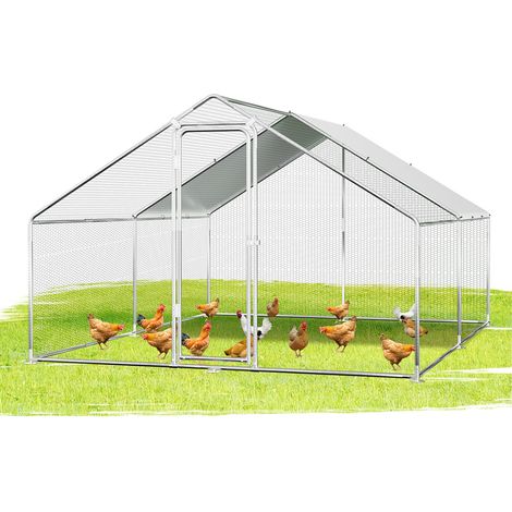 Randaco Enclos 3×4×2 m – Poulailler en métal accessible, 12 m² de surface, porte verrouillable, parc extérieur pour poules, petits animaux et plantes