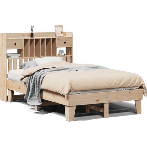 Maison Exclusive - Cadre de lit sans matelas 135x190 cm bois de pin massif (1/5)