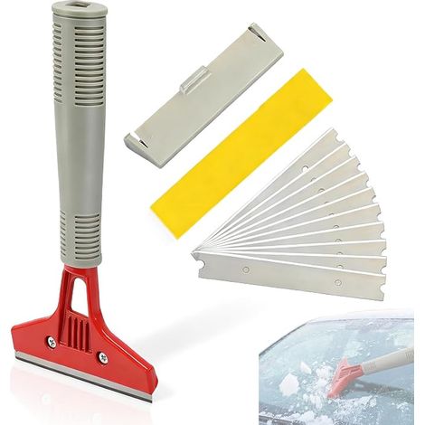 Grattoir Plancha Avec 10 Lames, Décolleur Papier Peint & Gratte Vitre - Raclette Vitre Pour Colle, Carrelage De Fenêtre, Voiture, Miroir, Nettoyage & Décolle Étiquette (1/5)
