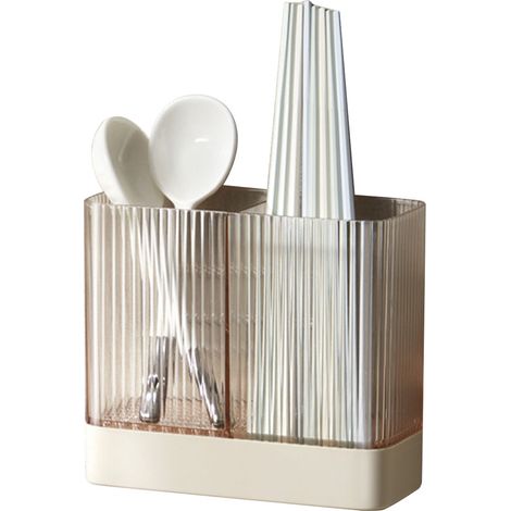 Porte-ustensiles de cuisine mural ABS multifonction égouttoir pour baguettes, cuillères, fourchettes, boîte de rangement pour plan de travail et café. (1/5)