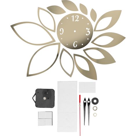 Autocollants d'horloge murale miroir DIY, décor moderne pour la maison, autocollant de fond de salon, or