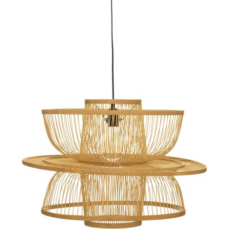 Atmosphera – Suspension en bambou D58 – Abat-jour naturel pour lumière douce – Support en fer – Câble 100 cm ajustable – Culot E27 (1/7)