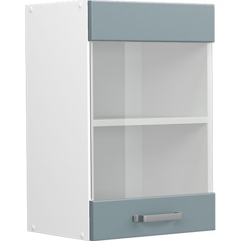 Pensile universale R-Line, Grigio-blu, 40 cm con anta in vetro, Vicco