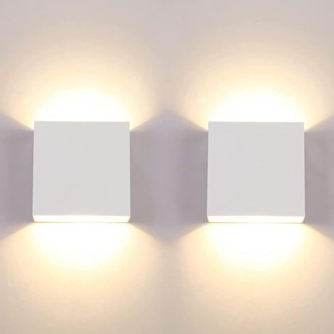 CCYKXA 2er-Pack moderne 6W LED-Wandleuchte, für den Innenbereich, 3000K, quadratische weiße Dekorationsleuchte für Schlaf- und Wohnzimmer
