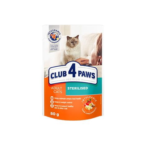 CLUB 4 PATTES PREMIUM CHAT ADULTE Stérilisé au poulet - sachet de 80 g