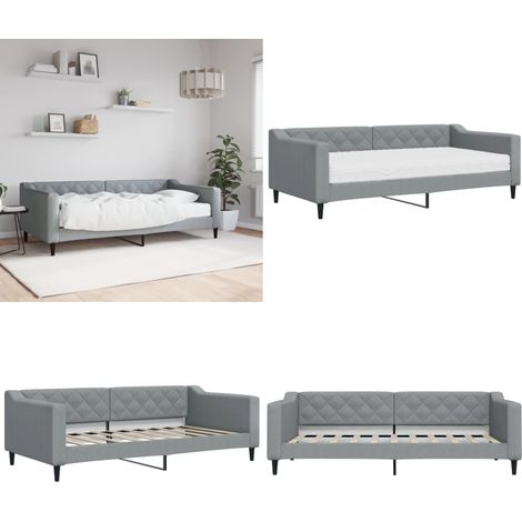 vidaXL Tagesbett mit Matratze Hellgrau 90x190 cm Stoff (1/5)