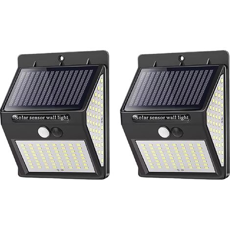 Iluminación exterior con energía solar – 3 modos / 144 LED – Luces de seguridad inalámbricas con sensor de movimiento – Resistente al agua IP65 y con haz de luz amplio (1/3)
