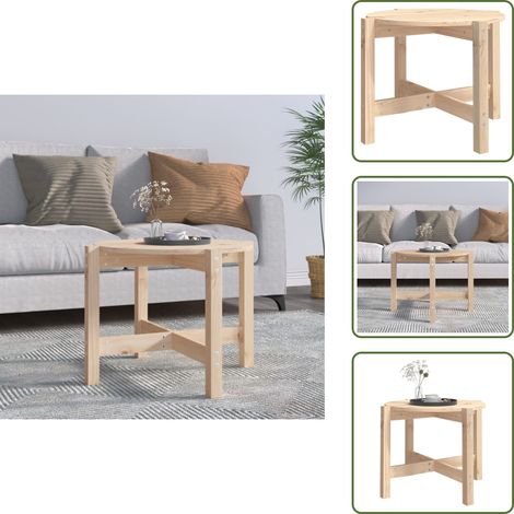 Table basse Ø 62,5x45 cm Bois massif de pin - Table Basse - Meuble Salon - Table Ronde - Table Bois - Design Classique (1/5)