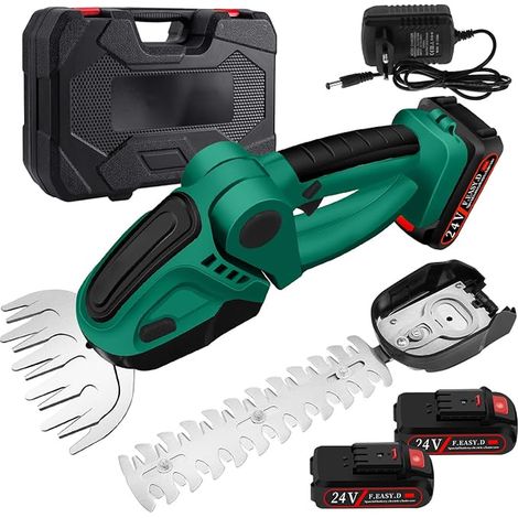 Taille-haie et cisaille à gazon sans fil 24 V avec 1500 mAh, lames SK5 de 12 cm/23 cm, cisaille à gazon pour jardin et pelouse (1/5)
