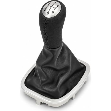 5 Speed Gear Knob with Gusset PU Leather Black Silver Frame 8200379961 8200393246 Compatible with Clio 3 Megane 2 3 Twingo 2 Scenic 2 Kangoo Laguna 2 Espace 4 Modus (1/5)