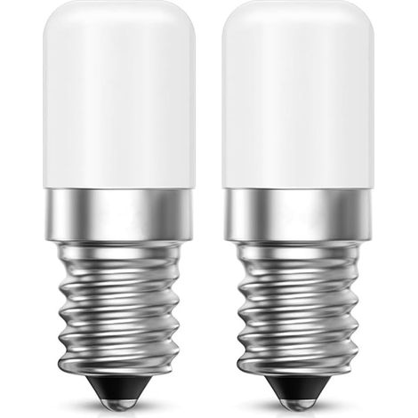 E14 2W Cool White 6000K LED Fridge Light Bulb 15 Watt Equivalent Small Edison Screw for Sewing Machine Refrigerator - Pack of 2