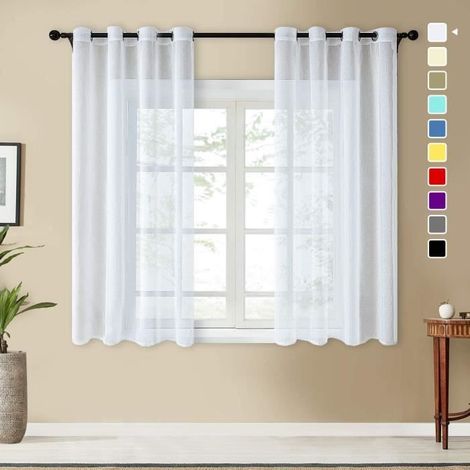 Rideaux Voilage - Marque - 140x145 cm - Effet Lin - 8 Œillets - Intérieur Moderne (1/4)
