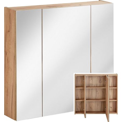 Badezimmer Spiegelschrank 80cm TOSKANA-56 in Wotaneiche B/H/T ca. 80/75/16cm (1/3)