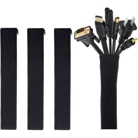 Lot de 4 gaines de gestion de câbles, système d'organisation de câbles de 48 à 51 cm avec fermeture éclair (1/5)