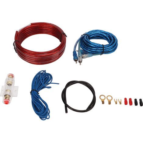 Kit de câblage d'amplificateur de voiture de calibre 8, avec câble d'alimentation, ligne Audio RCA pour haut-parleur automatique, caisson de basses (1/5)