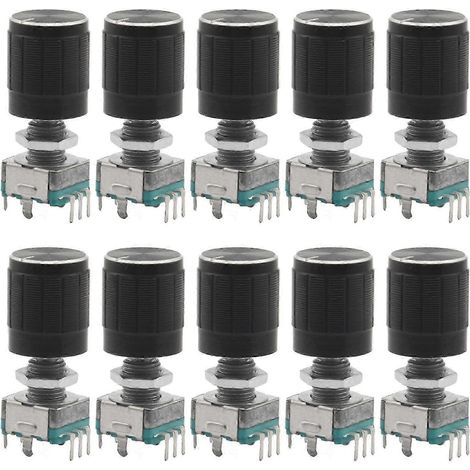 Potentiomètres numériques rotatifs EC11 360° (7 broches, 20 mm) avec capuchons (unité) WHBYV (1/4)