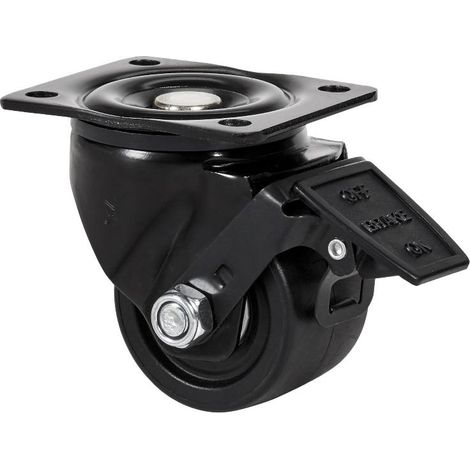 rueda giratora placa freno 10lpfn65-knb nylon negro extrafuerte eje bolas (1/2)