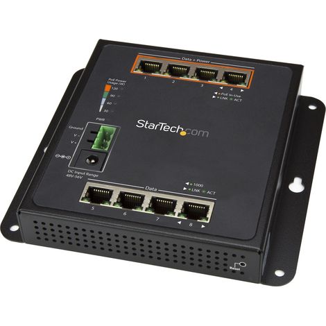 StarTech.com Switch industriale a 8 porte Gigabit PoE - 4 x PoE+ 30W - Power Over Ethernet - Switch gestito GbE Layer/L2 in metallo temprato - Commutatore di rete Gigabit ad alta potenza IP-30/ -40C (1/4)