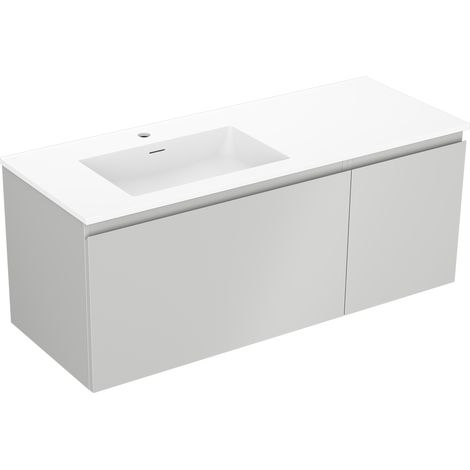 Mexen Orio Badezimmerschrank 120 cm mit Otis Waschbecken links, 1S, 1D, grau matt/weiß matt - 91A13-12047-3-BBFF62-W18L01 (1/5)