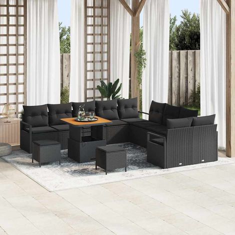 vidaXL Set Divano da Giardino con cuscino con cuscino 13 pcs Nero (1/5)
