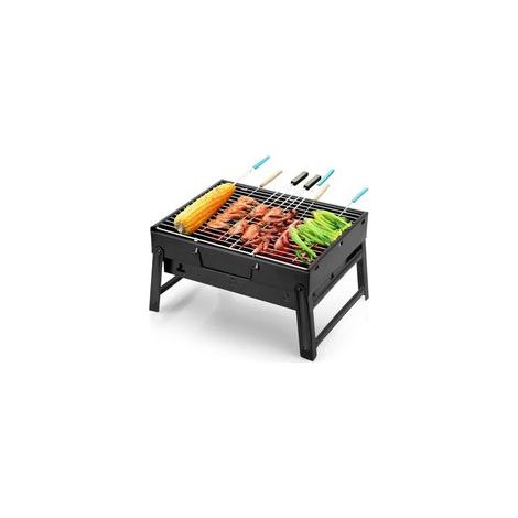 Barbecue charbon,Barbecue Portable Petit Barbecue à Charbon de Table Domestique Pliable avec 2 Barbecue Grille Clip Inox Acier Barbecue Extérieur/Camping/Piquenique (1/4)