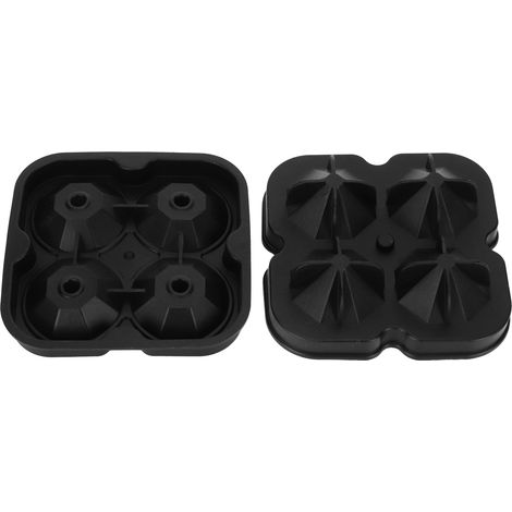 Wiederverwendbare, rautenförmige Eiswürfelform mit 4 Fächern, schwarze Eiswürfelform für Küche und Haushalt (1 Stück) (1/5)