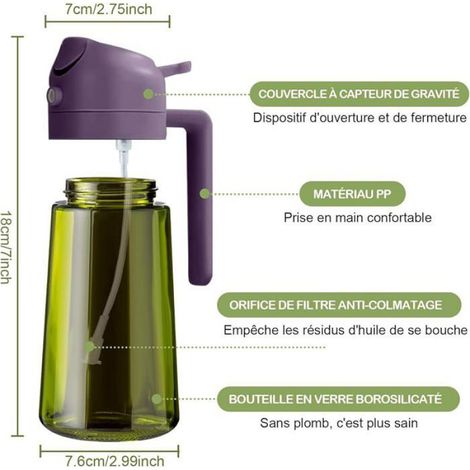 470 ml pulvérisateur huile foncé anti lumière de cuisson 2 en 1 fcon pulvérisateur de qualité 10violet (1/5)