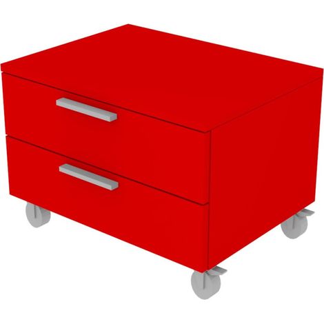 Cassettiera 2 cassetti - Design moderno, chiusura rallentata - Rosso