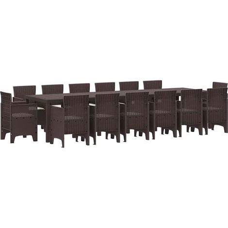 Conjunto de Comedor de Jardín 15 pcs Marrón Ratan Polt (1/5)
