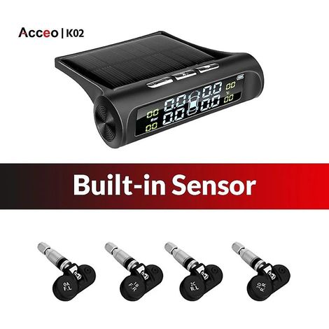 Système d'alarme de pression des pneus pour voiture, alimenté à l'énergie solaire, avec affichage numérique, système de surveillance de la pression des pneus TPMS pour voiture intelligente et pompe à (1/5)