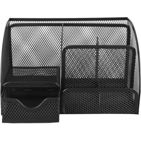 Panneau de bureau en métal noir, organisateur multifonction avec 7 compartiments et tiroir pour stylos (1/5)