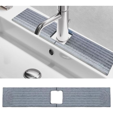 Hellgraue Schutzmatte 45 x 10 x 0,9 cm – Für Waschbecken- oder Badezimmerarmaturen – Feuchtigkeitsbeständig – 6,5 cm große quadratische Löcher – Antibakteriell